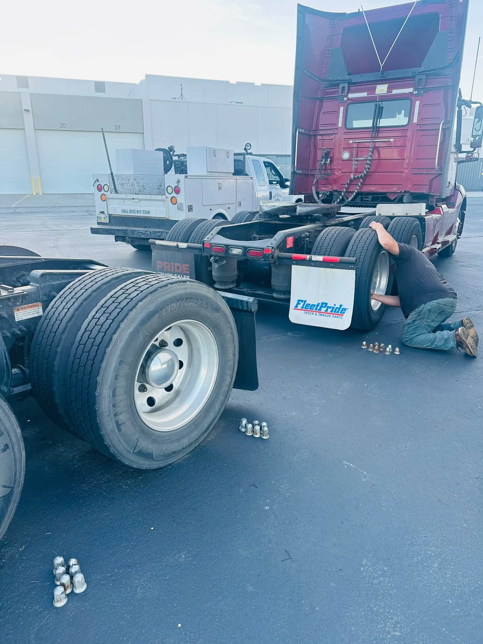 Paul servicing a semi truck
